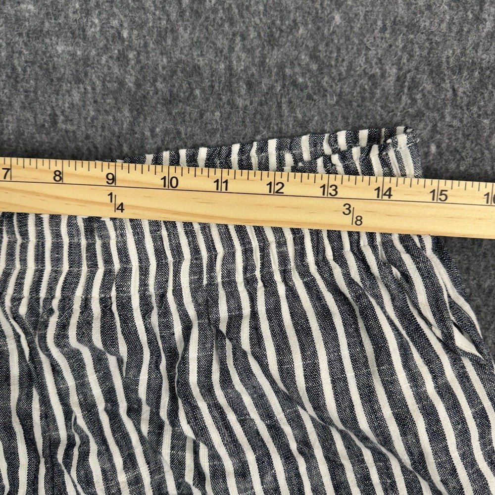 Caara Striped Shorts Blue White Linen Blend Pull On Women L Casual - Picture 5 of 7